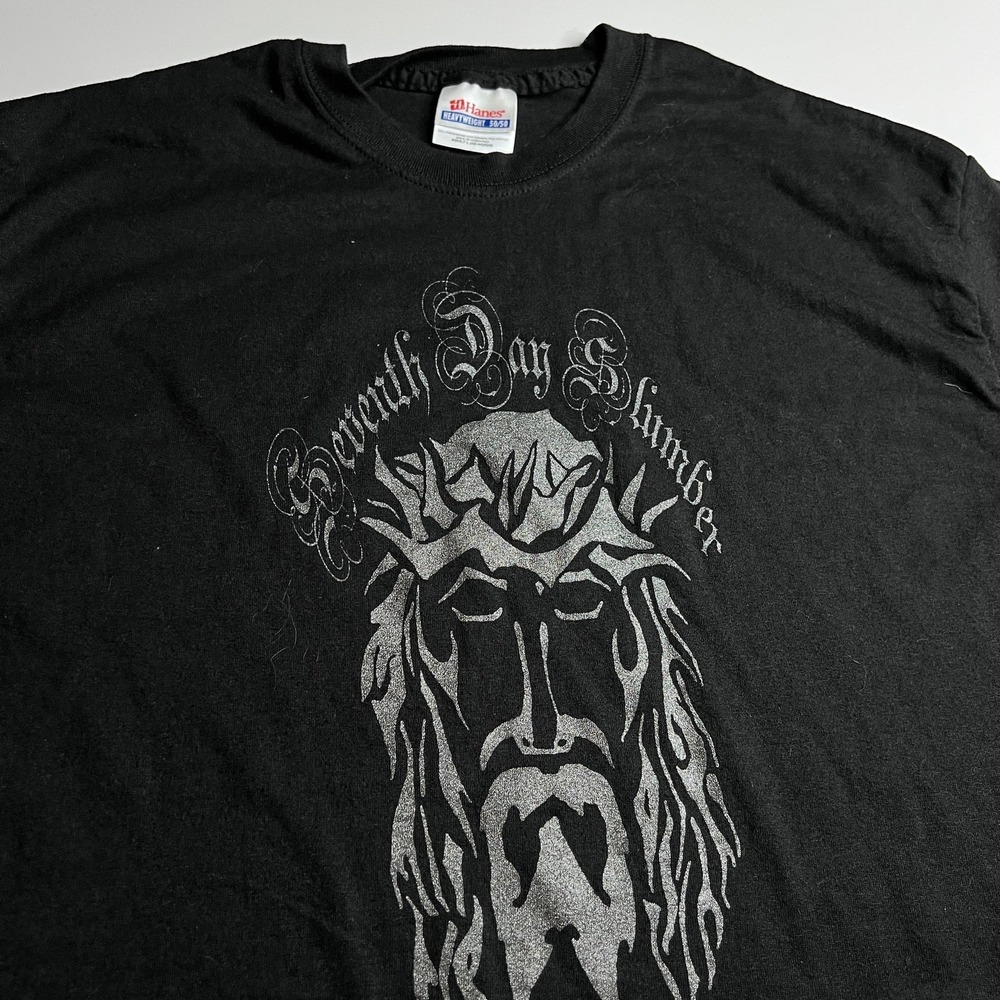 Seventh Day Slumber Shirt Mens L Black Jesus Christian Band Graphic Tee Hanes - Picture 2 of 4